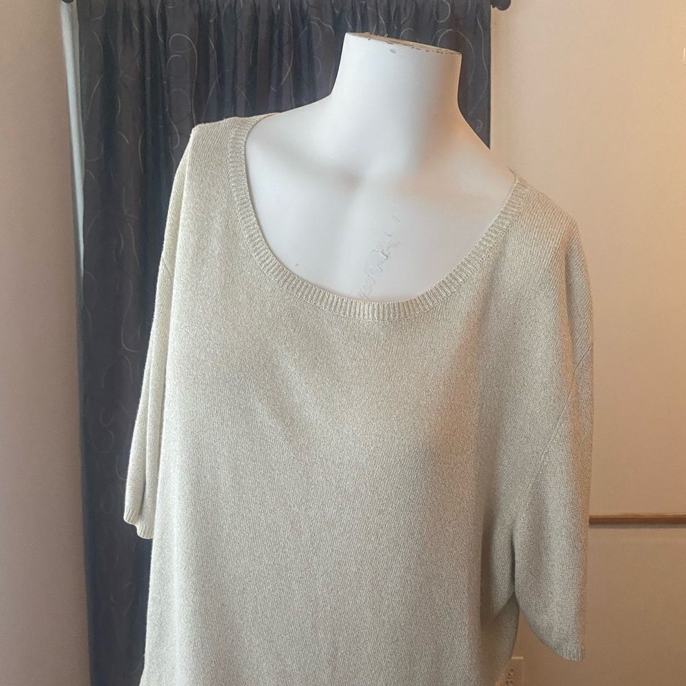 Drapers & Damon’s Cream Metallic short sleeves sweater, size 2X